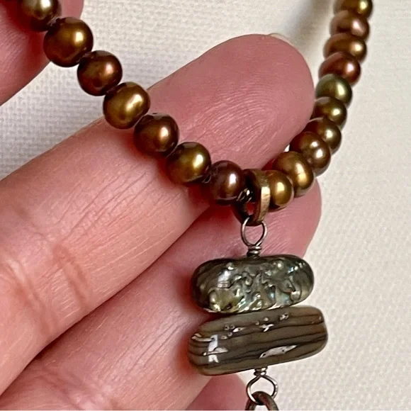 SILPADA | Retired Black Pen Shell Carved Pendant Sterling Silver 15"+3" Necklace - Picture 5 of 14